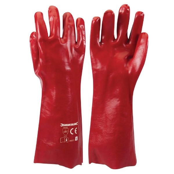 Rote PVC-Schutzhandschuhe, lange Ausführung Größe L 10
