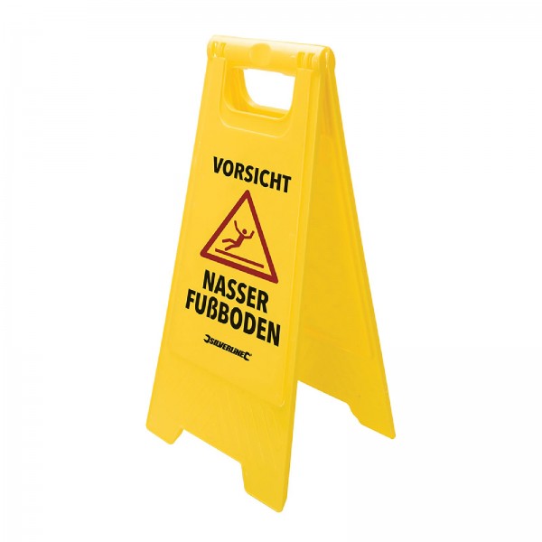 Warnschild „Vorsicht, nasser Fußboden“ in deutscher Sprache 295 x 610 mm, in deutscher Sprache